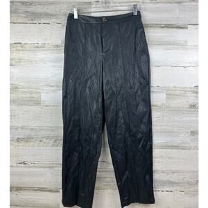Who What Wear women size 2 black faux leather straight pants dress soft